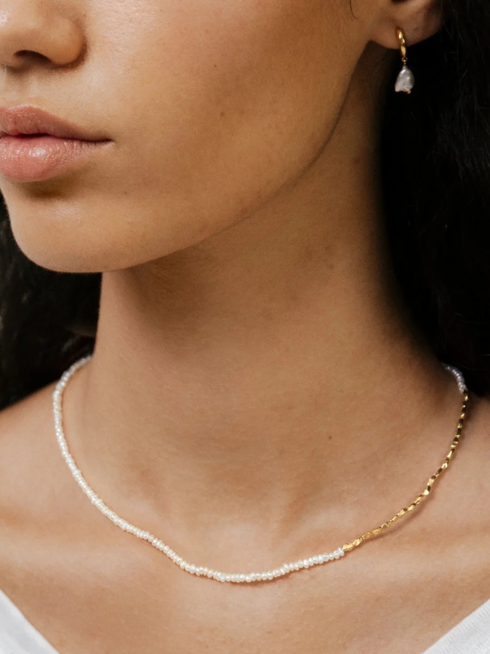 Monica Vinader Mini Nugget Pearl Beaded Necklace